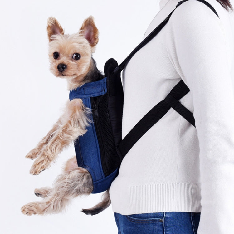 Dog Going Out Foldable On Chest Backpack Pet Carrier Bag, Colour: Blue Denim (Four Seasons)(M) - Pet Bags by PMC TechLife | Online Shopping South Africa | PMC TechLife