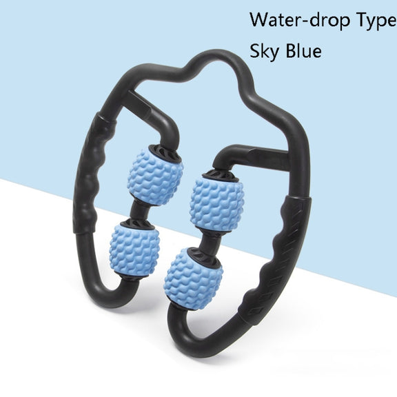 Foam Shaft Muscle Massage Roller Yoga Roller Fitness Supplies(Water-drop Type Sky Blue)