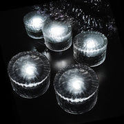 Outdoor Solar Buried Lamp Round Glass Floor Street Light Garden Ice Brick Water-resistant Lamp(Warm Light)