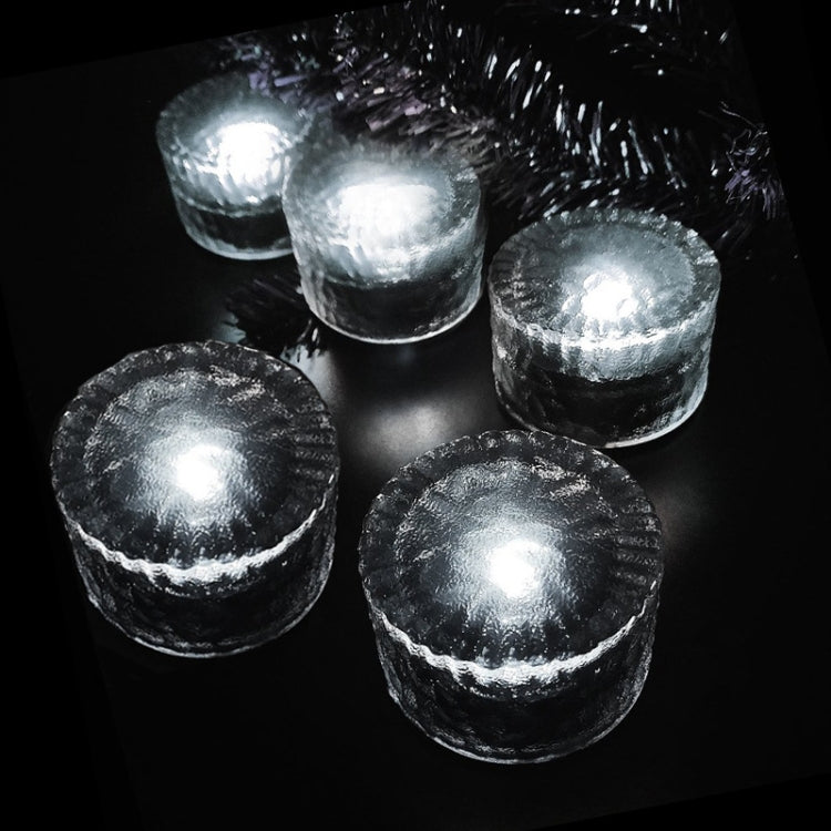 Outdoor Solar Buried Lamp Round Glass Floor Street Light Garden Ice Brick Water-resistant Lamp(Warm Light)