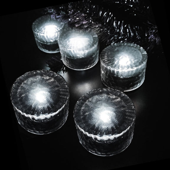 Outdoor Solar Buried Lamp Round Glass Floor Street Light Garden Ice Brick Water-resistant Lamp(White Light)