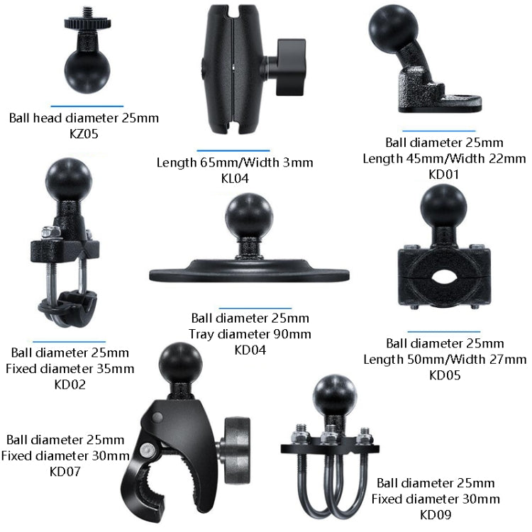 Motorcycle Riding Recorder Bracket Camera Holder, Style: KZ05 + KL04 + KD05