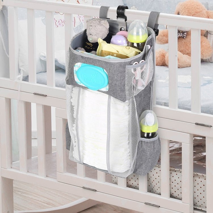Baby Crib Hanging Bag Multifunctional Detachable Bed Diaper Toy Storage Bag(Gray Snow) - free shipping - PMC TechLife - Order now!