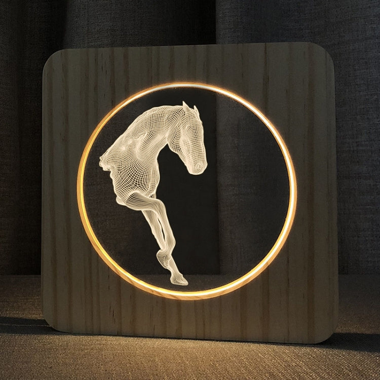 FS-A3762W 3D Horse Wooden Table Lamp Bedroom Night Light(Warm White Light) - Night Lights by PMc TechLife | Online Shopping South Africa | PMc TechLife | Buy Now Pay Later Mobicred