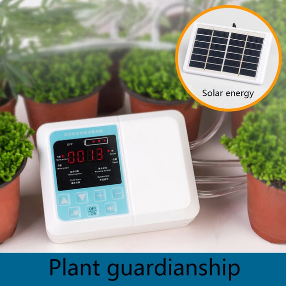 G89456 Solar Intelligent Voice Timing Automatic Flower Watering Device Lazy Plant Dripper, Specification: Single Pump 10 Sets(White)