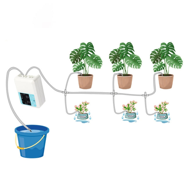 G89456 Solar Intelligent Voice Timing Automatic Flower Watering Device Lazy Plant Dripper, Specification: Single Pump 15 Sets(White)