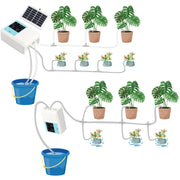 G89456 Solar Intelligent Voice Timing Automatic Flower Watering Device Lazy Plant Dripper, Specification: Double Pump 30 Sets 20M Tube(White)