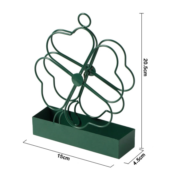 Simple Hangable Wrought Iron Mosquito Coil Holder Portable Fireproof Mosquito Coil Tray Incense Burner Ornaments Four Leaf Grass (Ink Green)