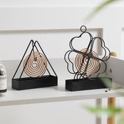 Simple Hangable Wrought Iron Mosquito Coil Holder Portable Fireproof Mosquito Coil Tray Incense Burner Ornaments Four Leaf Grass  (Black)