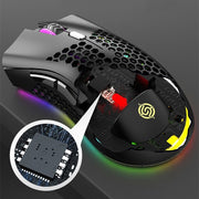 K-Snake BM600 1600 DPI 7-keys Hollow Lightweight Wireless Charging RGB Colorful Gaming Mouse(Wireless BM600 Black)