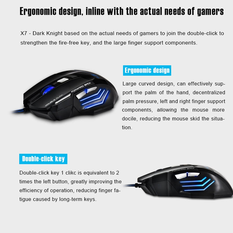 IMICE X7 2400 DPI 7-Key Wired Gaming Mouse with Colorful Breathing Light, Cable Length: 1.8m(Skin Black E-commerce Version) - Wired Mice by IMICE | Online Shopping South Africa | PMC TechLife | Buy Now Pay Later Mobicred