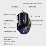IMICE X7 2400 DPI 7-Key Wired Gaming Mouse with Colorful Breathing Light, Cable Length: 1.8m(Skin Black E-commerce Version)