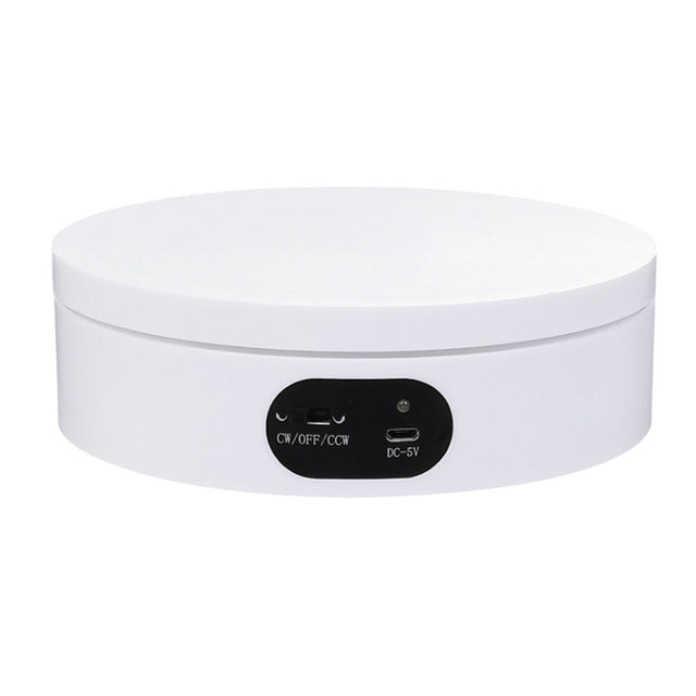 ND120 USB Automatic Rotating Camera Table Hand-Made Panoramic Display Table Turntable(White)