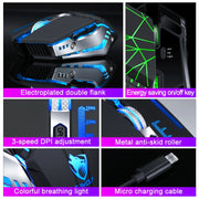 T-WOLF Q15 6-Buttons 1600 DPI Wireless Rechargeable Mute Office Gaming Mouse with 7 Color Breathing Light(Pearl White)