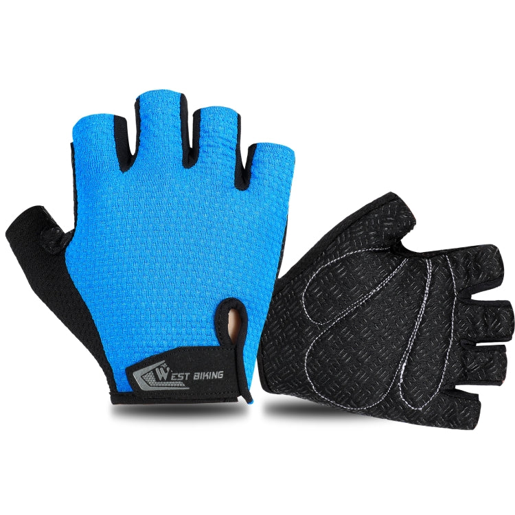 WEST BIKING YP0211218 Cycling Breathable Short Gloves Non-Slip Half Finger Gloves, Size: M(Blue) - Cycling Gloves by WEST BIKING | Online Shopping South Africa | PMC TechLife | Buy Now Pay Later Mobicred