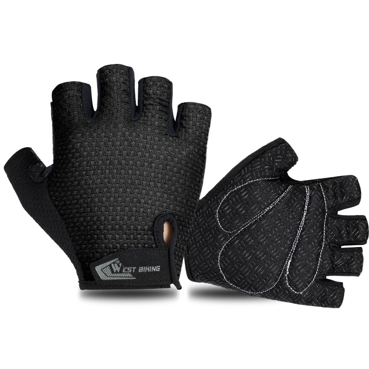 WEST BIKING YP0211218 Cycling Breathable Short Gloves Non-Slip Half Finger Gloves, Size: M(Black) - Cycling Gloves by WEST BIKING | Online Shopping South Africa | PMC TechLife | Buy Now Pay Later Mobicred