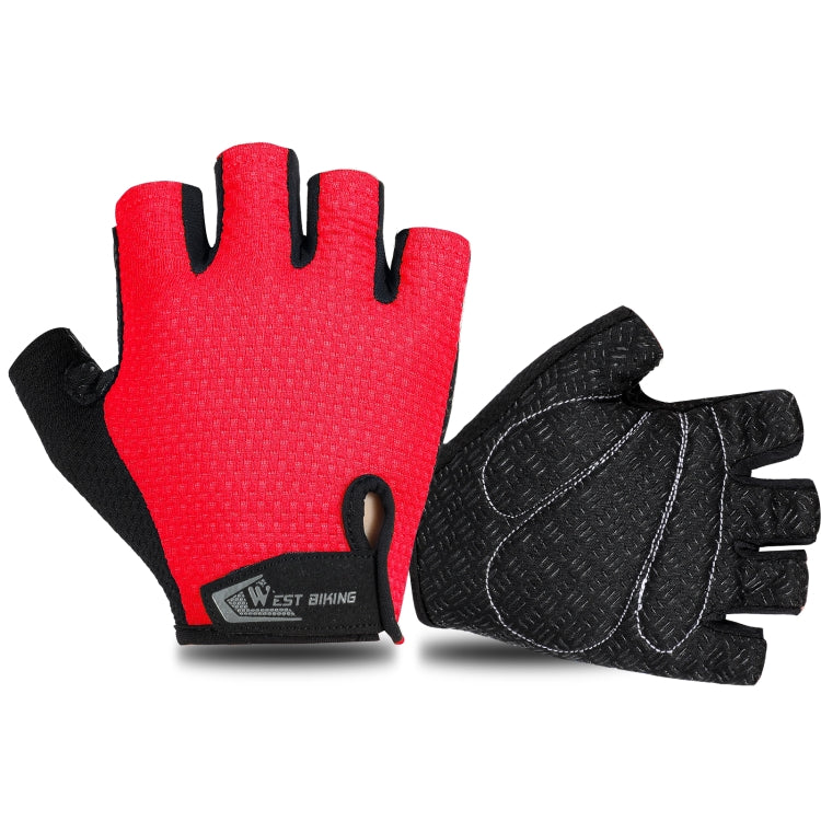 WEST BIKING YP0211218 Cycling Breathable Short Gloves Non-Slip Half Finger Gloves, Size: L(Red) - Cycling Gloves by WEST BIKING | Online Shopping South Africa | PMC TechLife | Buy Now Pay Later Mobicred