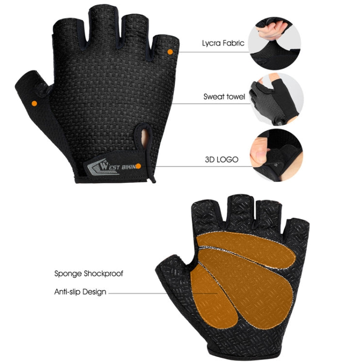 WEST BIKING YP0211218 Cycling Breathable Short Gloves Non-Slip Half Finger Gloves, Size: XL(Black) - free shipping - PMC TechLife - Order now!
