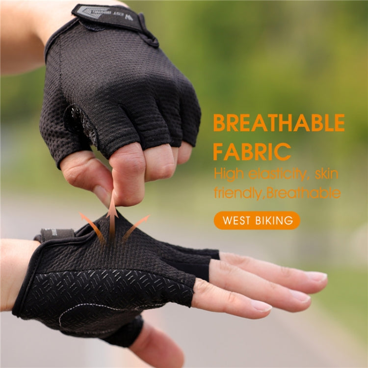 WEST BIKING YP0211218 Cycling Breathable Short Gloves Non-Slip Half Finger Gloves, Size: 2XL(Black) - free shipping - PMC TechLife - Order now!
