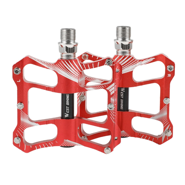 WEST BIKING YP0802080 Bicycle Aluminum Alloy Pedal Riding Foot Pedal Bicycle Accessories(Red) - Pedals by WEST BIKING | Online Shopping South Africa | PMc TechLife | Buy Now Pay Later Mobicred