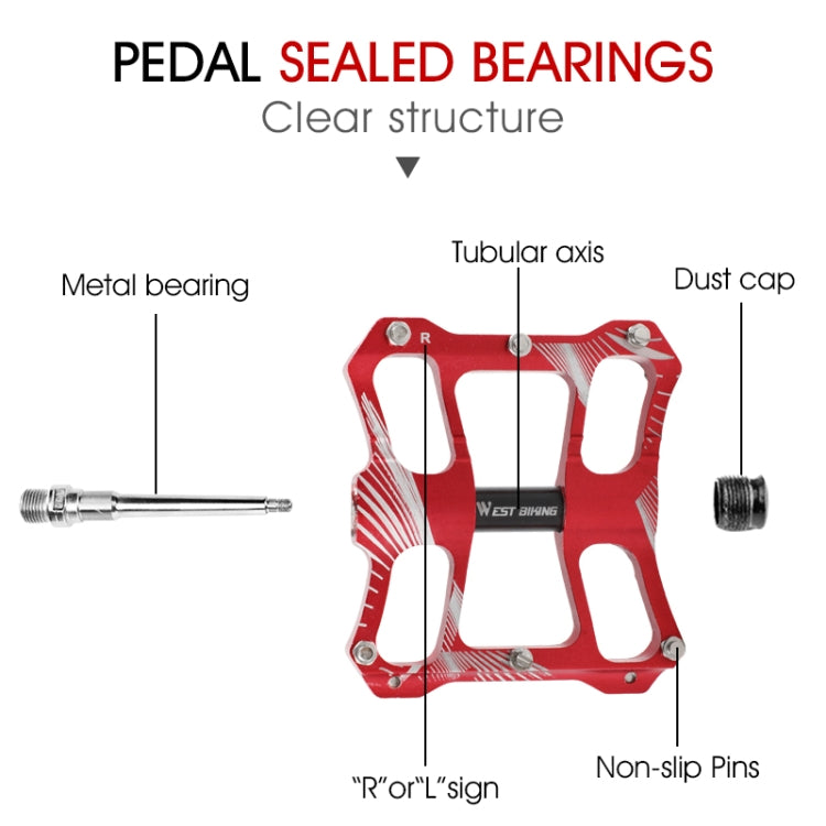 WEST BIKING YP0802080 Bicycle Aluminum Alloy Pedal Riding Foot Pedal Bicycle Accessories(Blue)