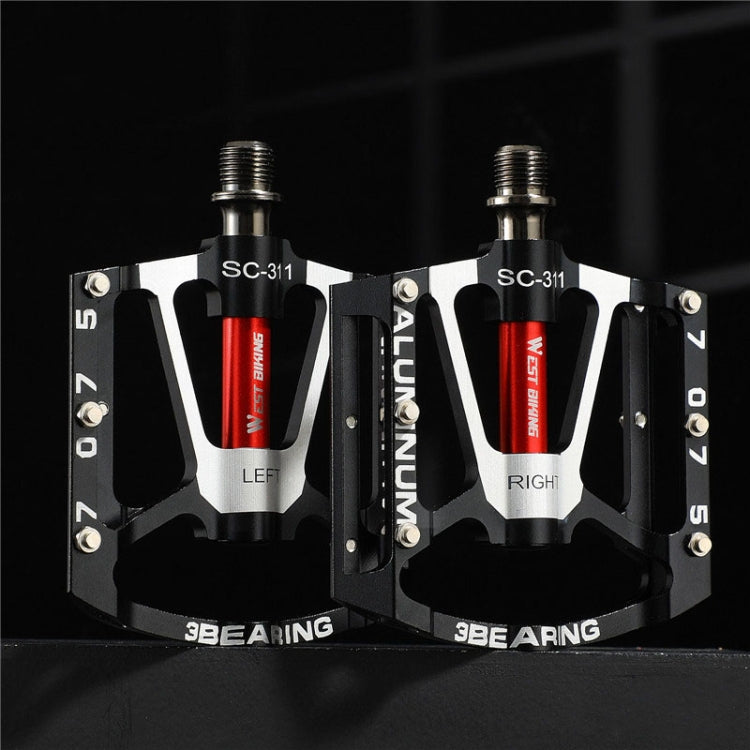 1pair WEST BIKING YP0802083 Mountain Bike Aluminum Alloy Pedal Lightweight Bearing Foot Pedal(Black) - free shipping - PMc TechLife - Order now!