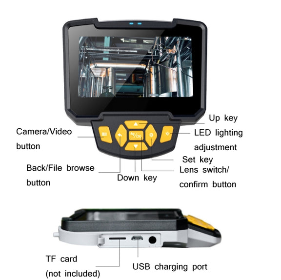 Industrial Dual-Lens Endoscope HD Handheld Screen Pipe Car Inspection Tool, Specification: Line Length 10m