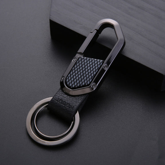 JOBON ZB-106A Business Men Metal Keychain Double Loop Car Pendant Keychain(Black Nickel)