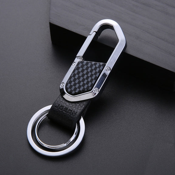 JOBON ZB-106A Business Men Metal Keychain Double Loop Car Pendant Keychain(Brown Chrome)
