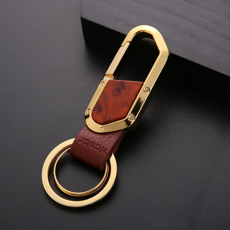 JOBON ZB-106A Business Men Metal Keychain Double Loop Car Pendant Keychain(Golden) - free shipping - PMC Jewellery - Order now!