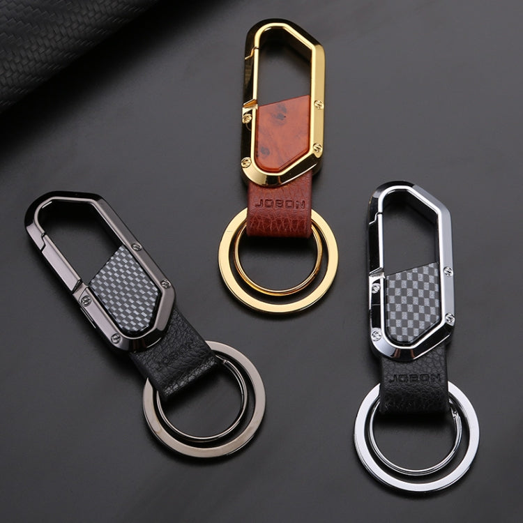 JOBON ZB-106A Business Men Metal Keychain Double Loop Car Pendant Keychain(Black Nickel) - free shipping - PMC Jewellery - Order now!