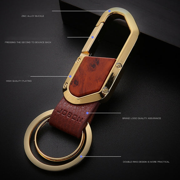 JOBON ZB-106A Business Men Metal Keychain Double Loop Car Pendant Keychain(Brown Chrome)