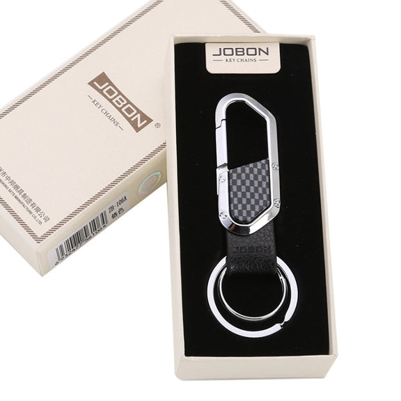 JOBON ZB-106A Business Men Metal Keychain Double Loop Car Pendant Keychain(Brown Chrome)
