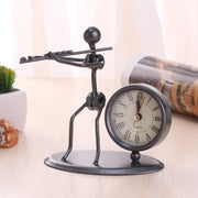 Iron Stainless Steel Small Table Clock Retro Personality Clock Birthday Gift(C63 Flute Clock)
