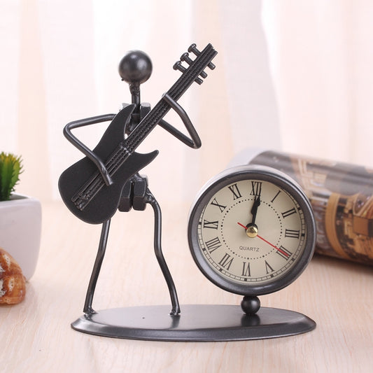 Iron Stainless Steel Small Table Clock Retro Personality Clock Birthday Gift(C68 Guitar Clock) - Novelty Clock by PMC Jewellery | Online Shopping South Africa | PMC Jewellery | Buy Now Pay Later Mobicred