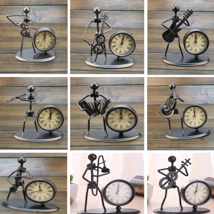 Iron Stainless Steel Small Table Clock Retro Personality Clock Birthday Gift(C68 Guitar Clock) - Novelty Clock by PMC Jewellery | Online Shopping South Africa | PMC Jewellery | Buy Now Pay Later Mobicred