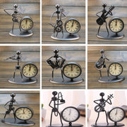 Iron Stainless Steel Small Table Clock Retro Personality Clock Birthday Gift(C68 Guitar Clock)