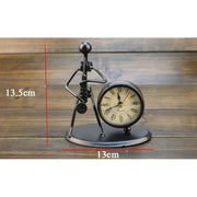 Iron Stainless Steel Small Table Clock Retro Personality Clock Birthday Gift(C66 Trombone Clock)