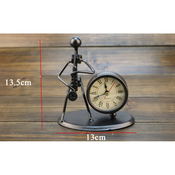 Iron Stainless Steel Small Table Clock Retro Personality Clock Birthday Gift(C62 Cello Clock)