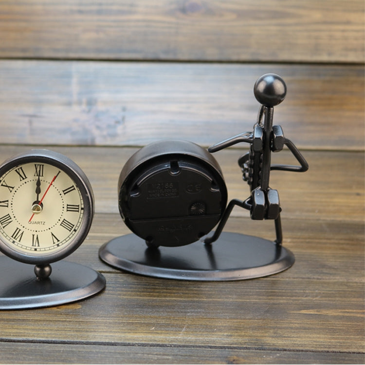 Iron Stainless Steel Small Table Clock Retro Personality Clock Birthday Gift(C68 Guitar Clock)