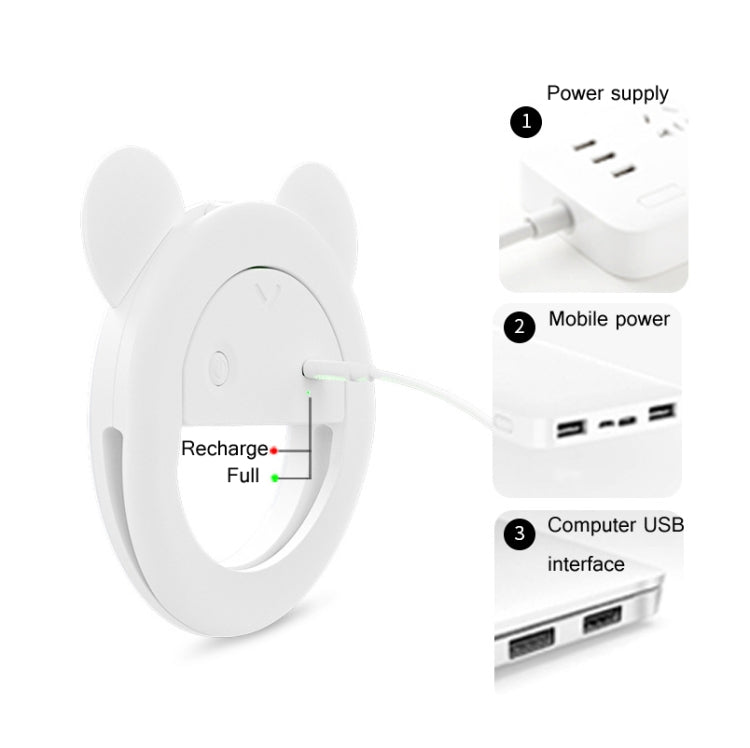 2 PCS XJ17 Large-Capacity Live Video Conference Fill Light Ring Light Mobile Phone Selfie LED Fill Light(Cat Ears)