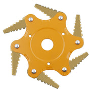Toothed Mower Blade Six-Leaf Cyclone Blade Agricultural Weeder Parts(Golden Blade Bagged Yellow)