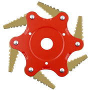 Toothed Mower Blade Six-Leaf Cyclone Blade Agricultural Weeder Parts(Golden Blade Bagged Red)