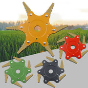 Toothed Mower Blade Six-Leaf Cyclone Blade Agricultural Weeder Parts(Golden Blade Bagged Gray)