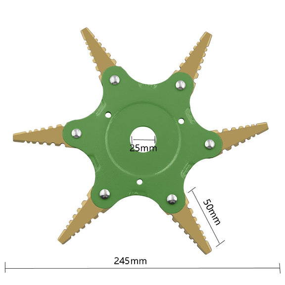 Toothed Mower Blade Six-Leaf Cyclone Blade Agricultural Weeder Parts(Golden Blade Bagged Red)