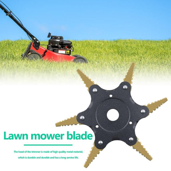Toothed Mower Blade Six-Leaf Cyclone Blade Agricultural Weeder Parts(Golden Blade Bagged Gray)