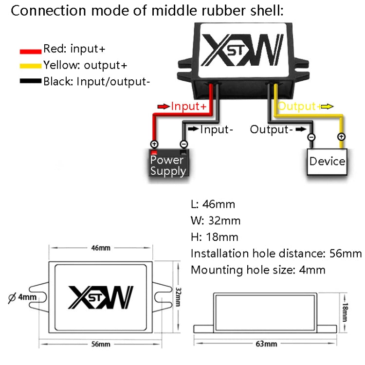 XWST DC 12/24V To 5V Converter Step-Down Vehicle Power Module, Specification: 12/24V To 5V 8A Medium Rubber Shell