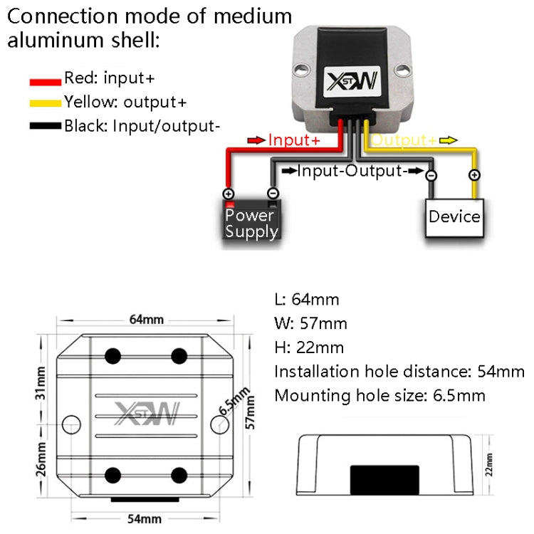 XWST DC 12/24V To 5V Converter Step-Down Vehicle Power Module, Specification: 12/24V To 5V 5A Medium Aluminum Shell -  by PMC Jewellery | Online Shopping South Africa | PMC Jewellery | Buy Now Pay Later Mobicred