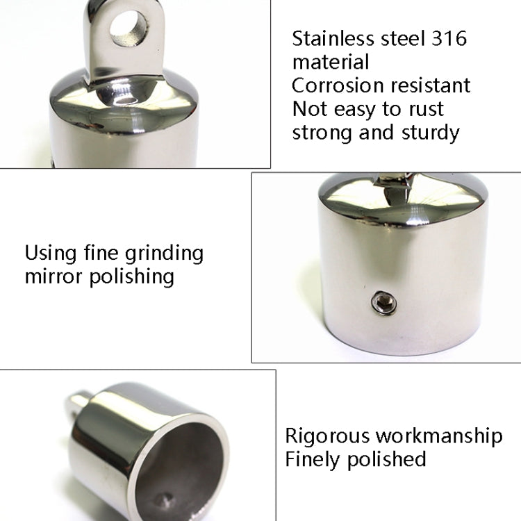 30mm  Ordinary Single Top Silk Slip Cap 316 Stainless Steel Yacht RV Awning Accessories