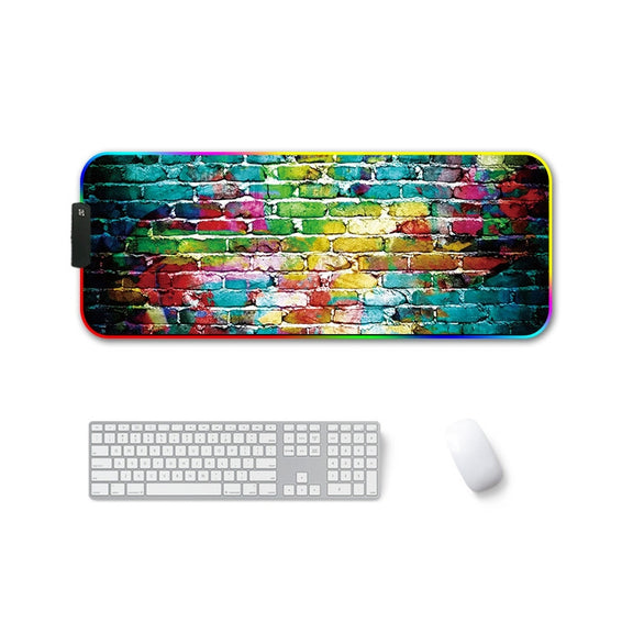 250x350x4mm F-01 Rubber Thermal Transfer RGB Luminous Non-Slip Mouse Pad(Colorful Brick)